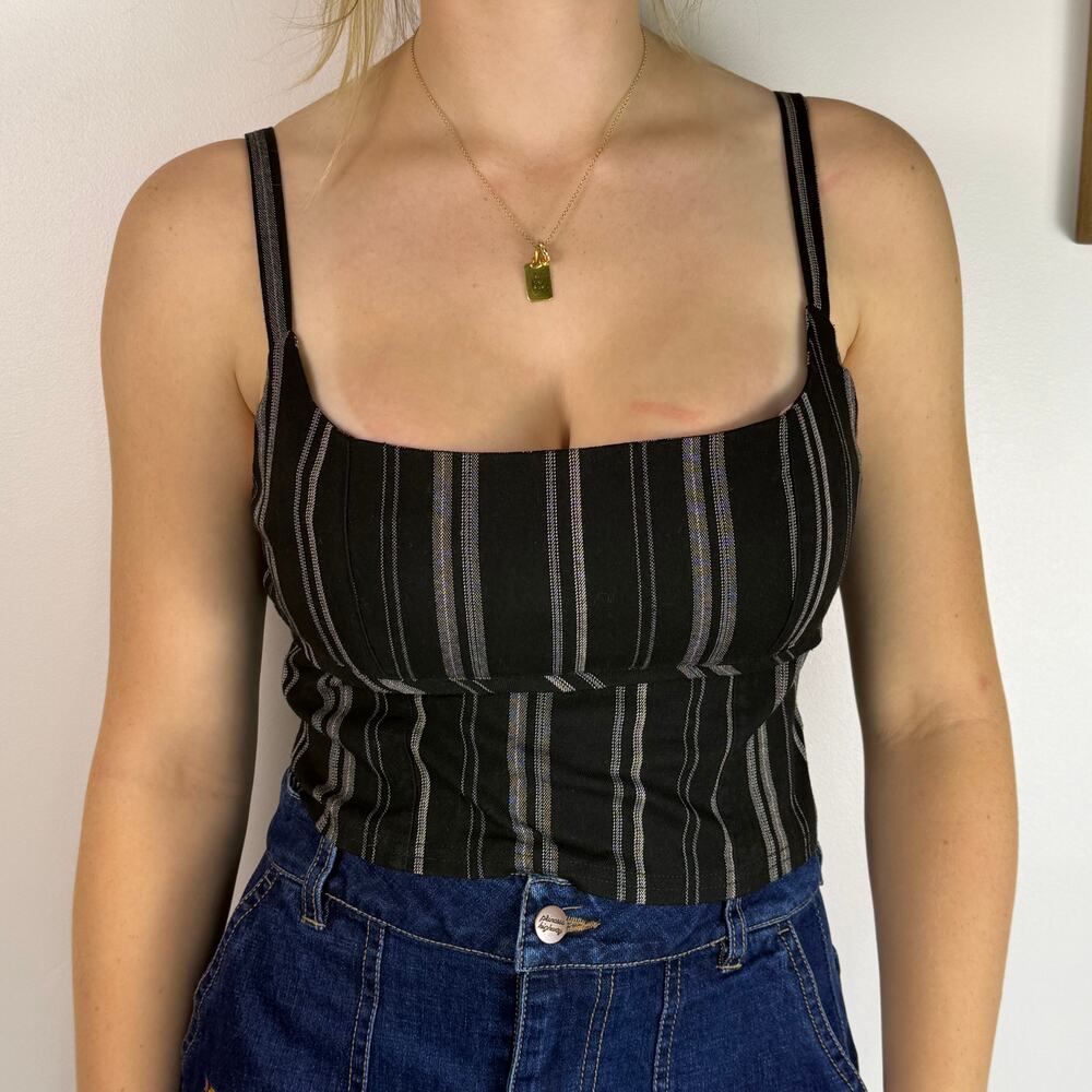 Urban Outfitters Luna Striped Cropped Cami Top Medium